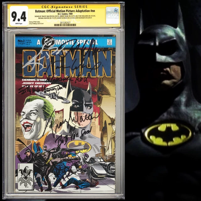CGC 9.4 SS Batman Official Movie Adaptation signed by Keaton Basinger Elfman +3