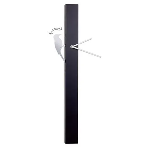 Torre & Tagus Woodpecker Motion Bird Clock - Black, 25.75" x 3" x 4.25"
