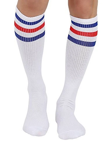 Men'S White Knee High Tube Over The Calf Socks 1 Pair