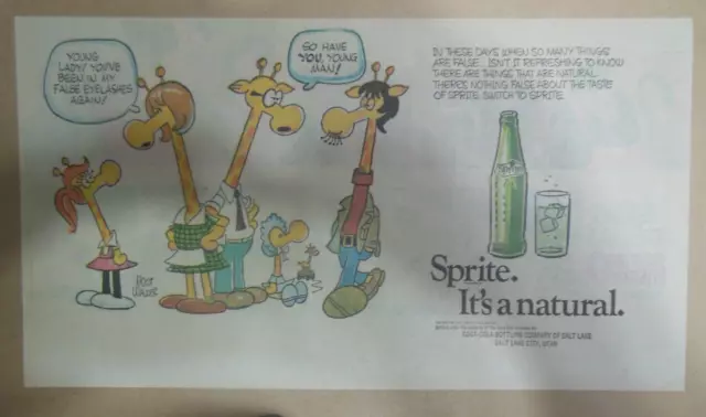 Sprite ad: Funny Mort Walker Giraffe Artwork! 1969 "Fake Lash" Size 7.5 x 15 in