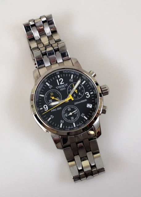 TISSOT PRC 200 T461 Mens Chronograph Black Yellow Dial Watch S