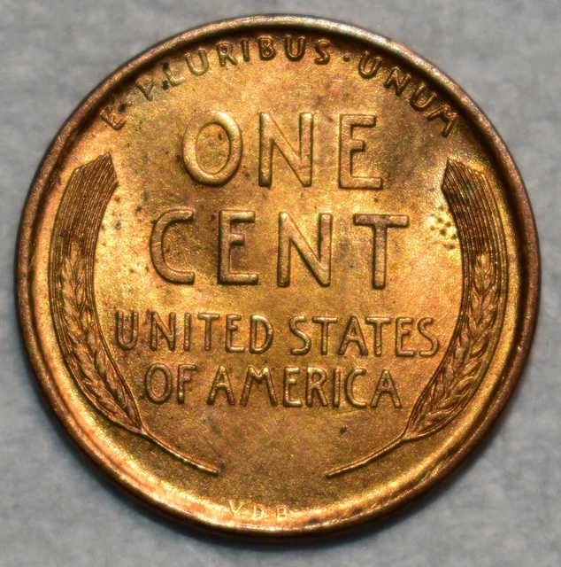 Brilliant Uncirculated 1909-P VDB Lincoln Cent, Fiery, Mainly Red specimen.