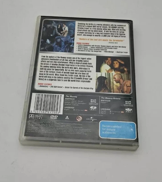 THE MUMMY & The Mummy Returns 2 DVD Region 4 Egypt Brendan Fraser ...