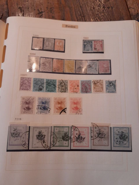 antike BRIEFMARKEN aus Persien Persa , Sammlung auf 2 alten Blättern