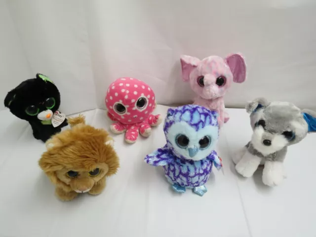 Lot Of 6 Ty Beanie Boo Plush Stuffed Animals Big Eyes No Tags