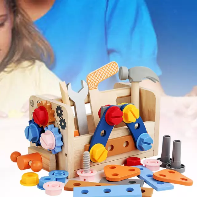 Wooden Tool Box Develops Fine Motor Skills Gift Tool Set for Kids Toddlers