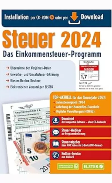 ALDI EINKOMMENS STEUER Programm 2024 CD Steuererklärung 2024 Elster EUR