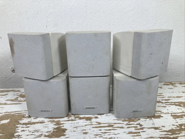 lot 3 White BOSE Double Cube Acoustimass Satellite Speakers, Untested -Parts
