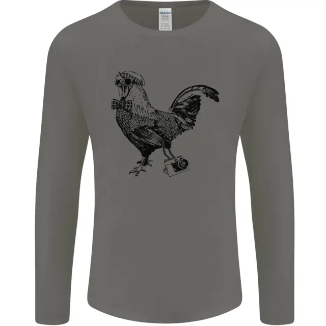 T-shirt da uomo a maniche lunghe con fotocamera gallo