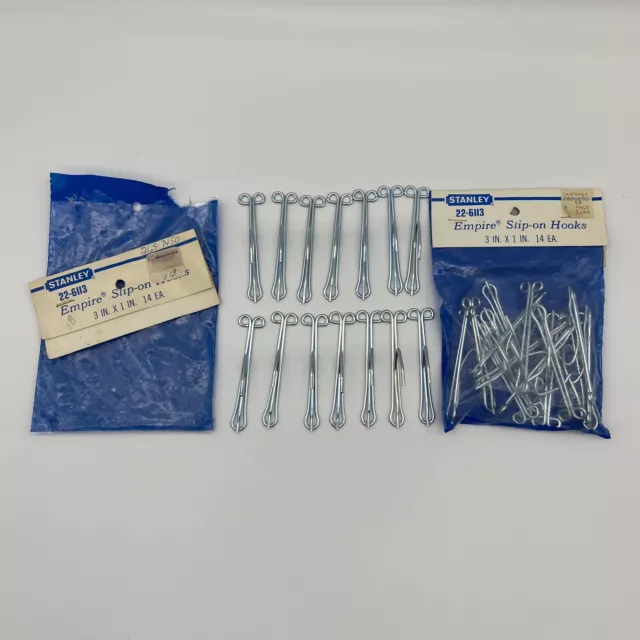 Vintage 3" Slip-on Drapery Hooks for Traverse Rod 28 Count 1" drop - Stanley NEW