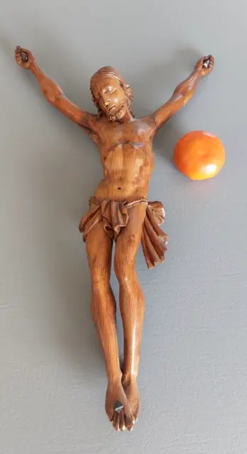 Grand Jesus Christ d'applique en bois sculpté De Tilleul  Crucifix  XIXème