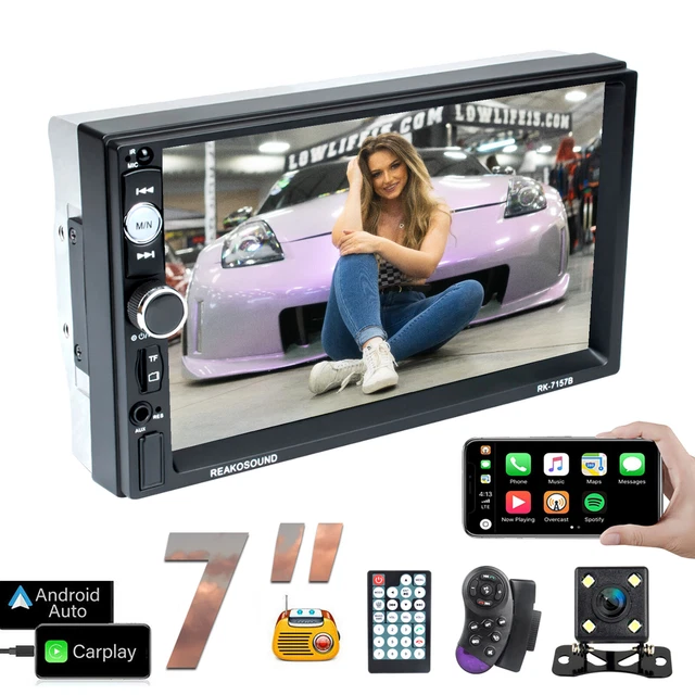 Double 2-Din 7'' Touch Screen+Camera Car Stereo Radio Apple/Android Car Play BT