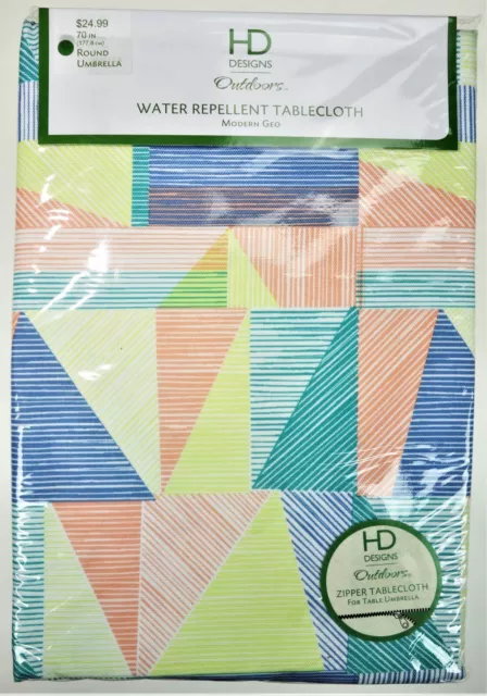 HD Designs 70in Round Outdoor Umbrella Tablecloth Zipper Modern Geo Water Repell