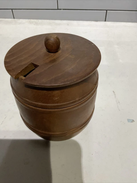 Mid Century SWEDISH AKTA TEAK JAR WITH LID Vintage Scandinavian