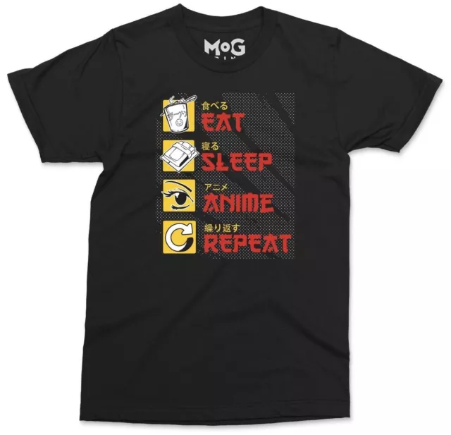 Eat Sleep Anime Repeat T-Shirt Japan Funny Manga Cosplay tee Shirt Gift - Unisex