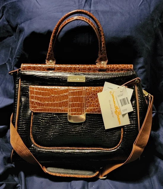 Samantha Brown Dowel Carry On Bag Black Croc Camel New With Tags 2