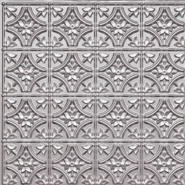 Faux Tin PVC Decorative Ceiling Tile / Wall Tile (25 /pack) 2'x2' Silver Glue-up