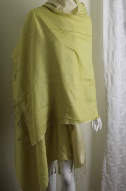 Estate Likely Bajra Citron No tags Fine Wool Silk Pashmina Shawl Wrap Scarf