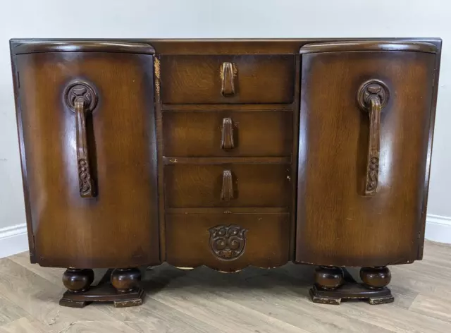 SIDEBOARD Jentique Furniture Vintage Art Deco Double Shelved Cupboard 4 Drawers