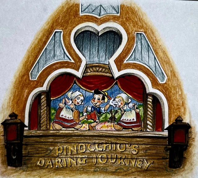 Pinocchio Sign DISNEYLAND SIGN CONCEPT Art PINOCCHIO'S DARING JOURNEY Imagineering ...
