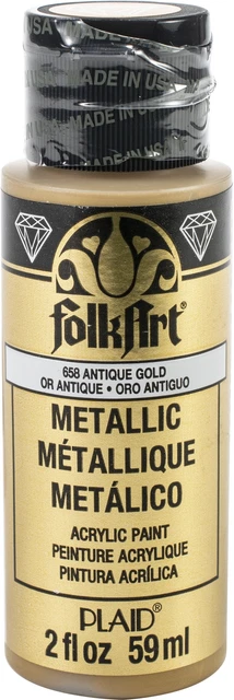 FolkArt Metallic Acrylic Paint 2oz-Antique Gold -SM-658