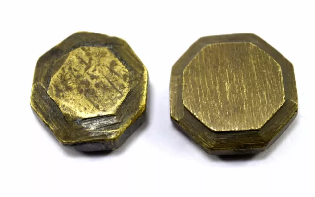 Set Of 2 Vintage Miniature Octagonal Shape Opium Bronze Weight Scales G15-133