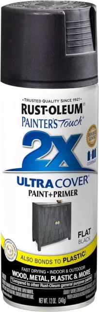 Rust-Oleum  Painter's Touch 2X Ultra Cover Spray Paint, 12 oz, Flat Black