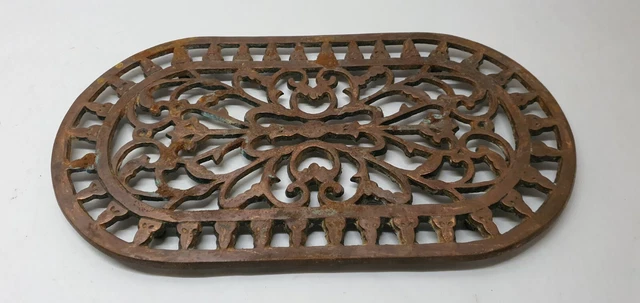 Dessous De Plat Ancien En Métal Gris - French Antique