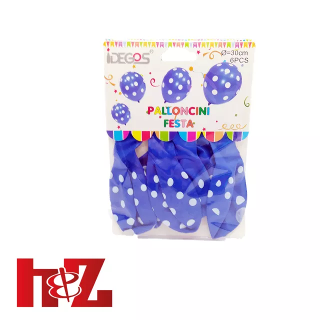 Palloncini in Lattice a Pois Blu e Bianco da 30 cm 6 pz