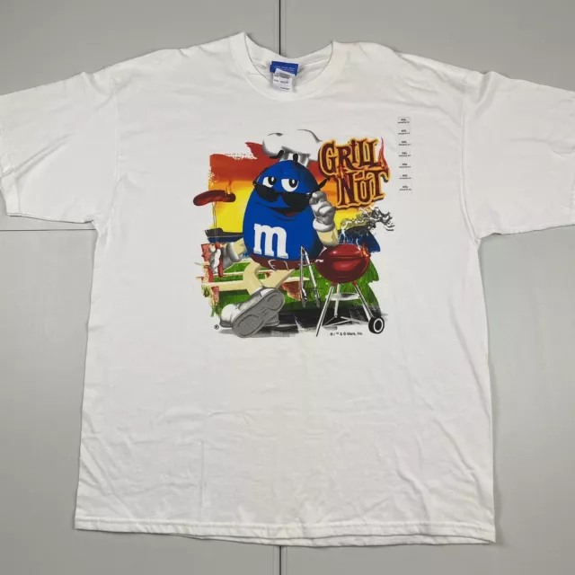 NEW M&M Grill Nut Graphic T Shirt White XXL Candy Chocolate