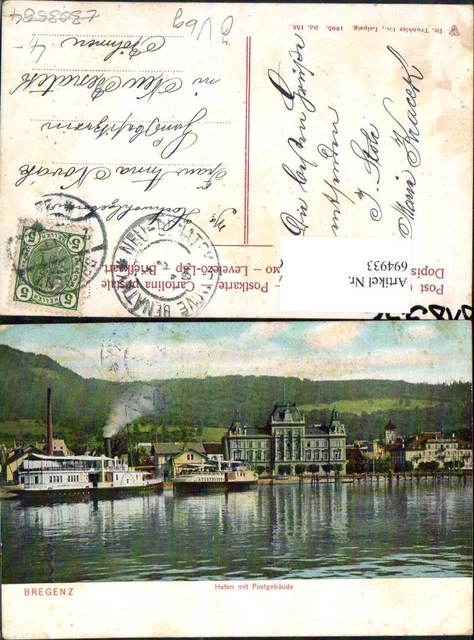 694933 Bregenz am Bodensee Hafen Dampfer k.K. Postamt pub Dr. Trenkler