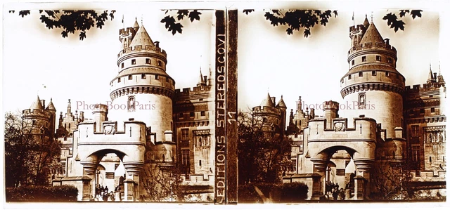 FRANCE Château de Pierrefonds c1930 Photo Stereo Glass Plate Vintage V21T5n 2