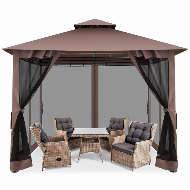 Pavillon 3x3m Wasserdicht Gartenpavillon Festzelt Picknicks Partyzelt Pavillion 2
