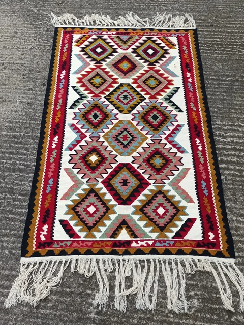 Kilim Tappeto 100% Lana Bolivia Chile Retrò Carpet Vintage 160 x 99 E20