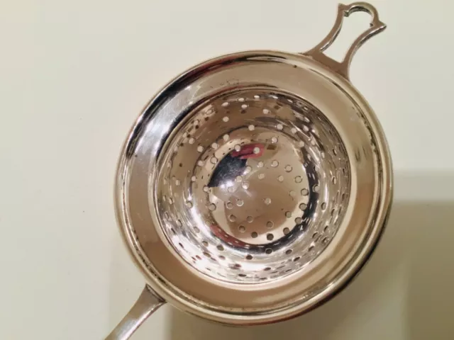 Quality 2 Piece Solid Sterling Silver Tea Strainer & Bowl, London, 1963 3