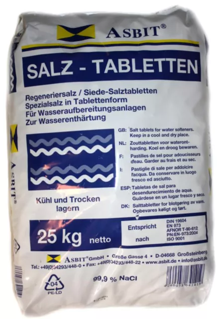 Salztabletten Regeneriersalz f. Wasserenthärter Entkalker 25 kg Siedesalz Salz