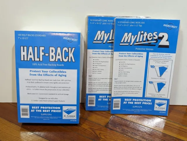 100 E. Gerber Mylites 2 & Half Backs Standard Size Comic Bags Boards 725M2 700HB