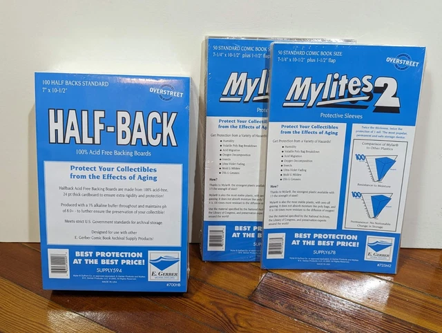 100 E. Gerber Mylites 2 & Half Backs Standard Size Comic Bags Boards 725M2 700HB