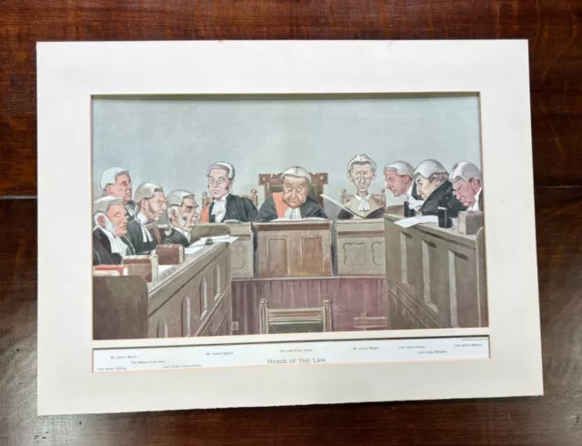 antique vanity fair spy print "Heads Of The Law" dated 1902