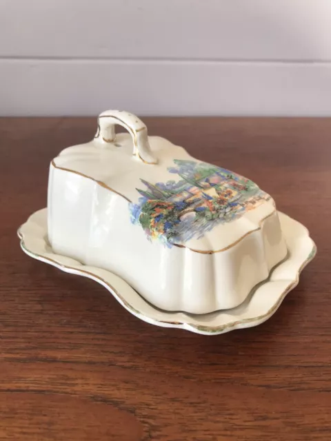 Vintage Sandland Ware Crinoline Lady Lidded Butter Dish Made In England 2