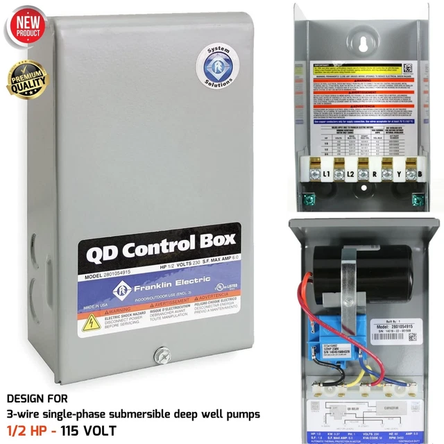 1/2 HP SUBMERSIBLE Water Pump Control Box 230 Volt Sigle Phase for 3