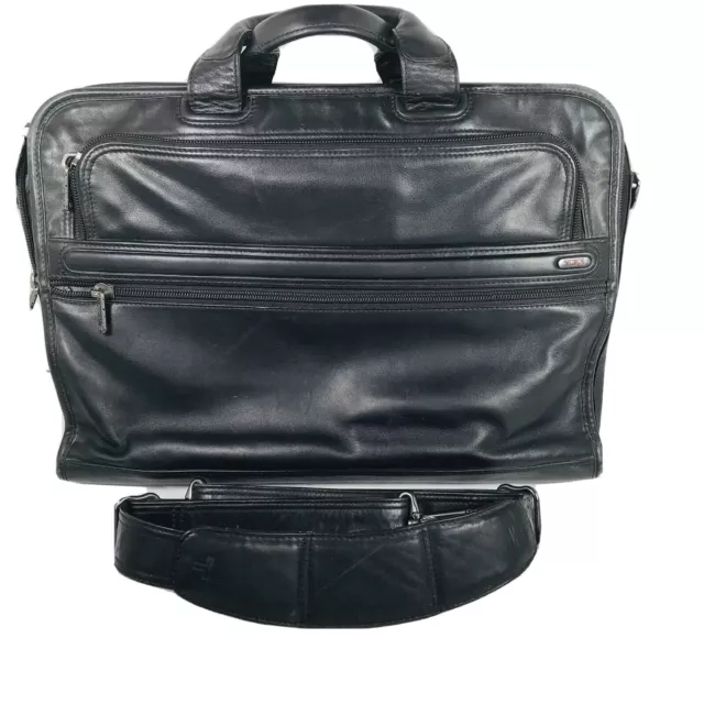 Tumi Mens Leather Slim Deluxe Portfolio Laptop Briefcase Multi Pockets 96111D4
