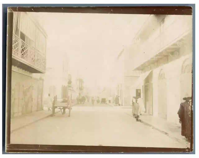 Sénégal, Saint Louis, Une rue de Saint Louis  Vintage citrate print. Tirage