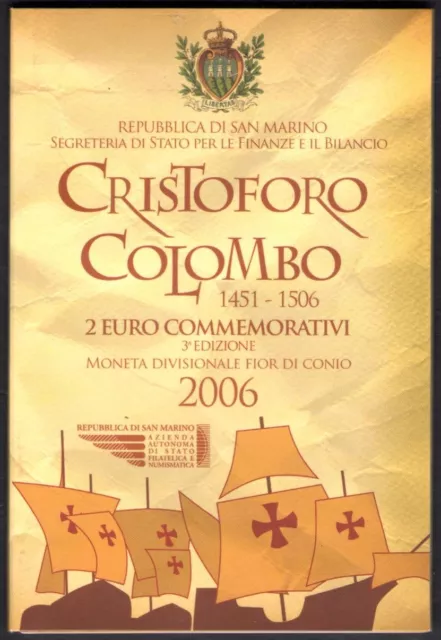 2006 República de San Marino - Cristóbal Colón 2 euros - FDC