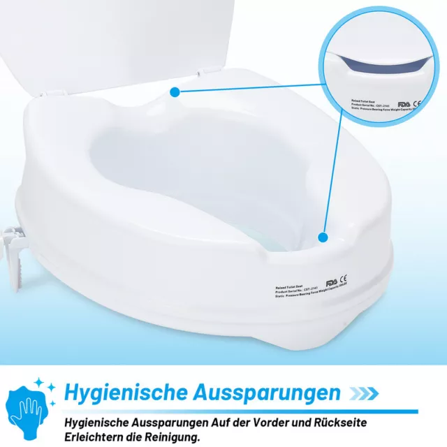 Toilettensitzerhöhung 10 cm mit Deckel WC Sitz Erhöhung rutschfest Medical Hilfe 3