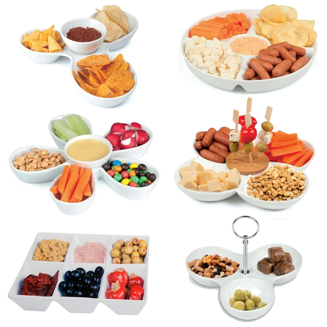 ASSORTED SNACK DISH Porcelain Ceramic Serving Tray Dip Bowl Appetizer