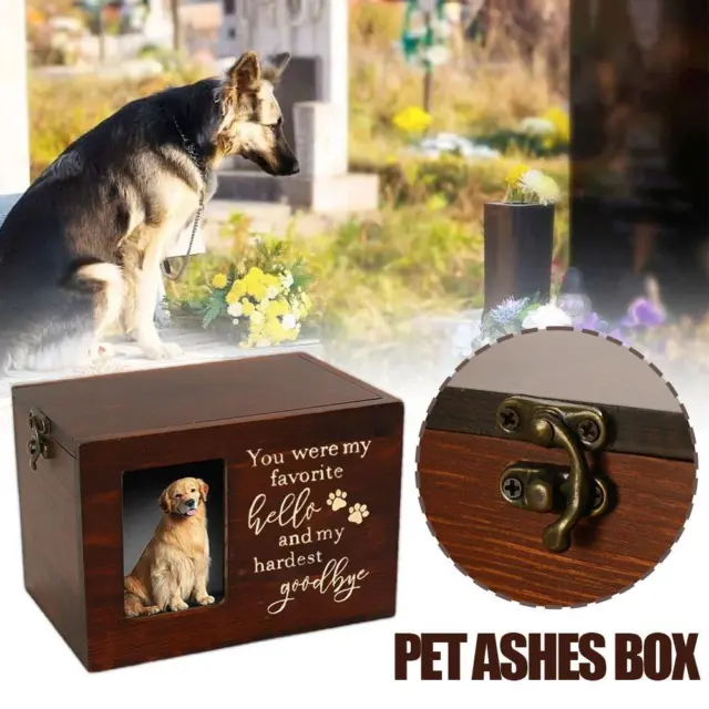 Wooden Pet Urns W/Photo Frame For Cat Dog Ashes - Pet Perfect Solution Z0C4