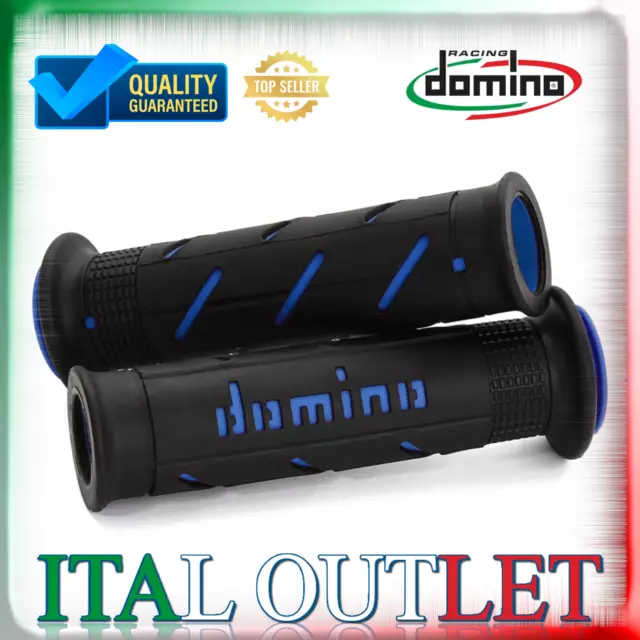 manopole DOMINO nero blu A250 forate moto scooter stradali  on road racing