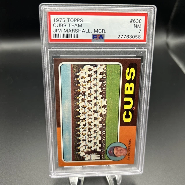 1975 TOPPS - Team Checklist #638 Chicago Cubs Manager Jim Marshall PSA ...