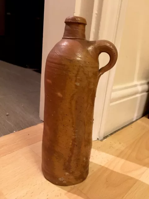 Antique 1800's German Nassau Selters Stoneware Clay Bottle Jug Salt Glazed Art